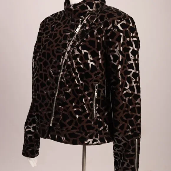 UBU BIKER Coat Animal Giraffe MOTO JACKET FLOCKED - Picture 3 of 7